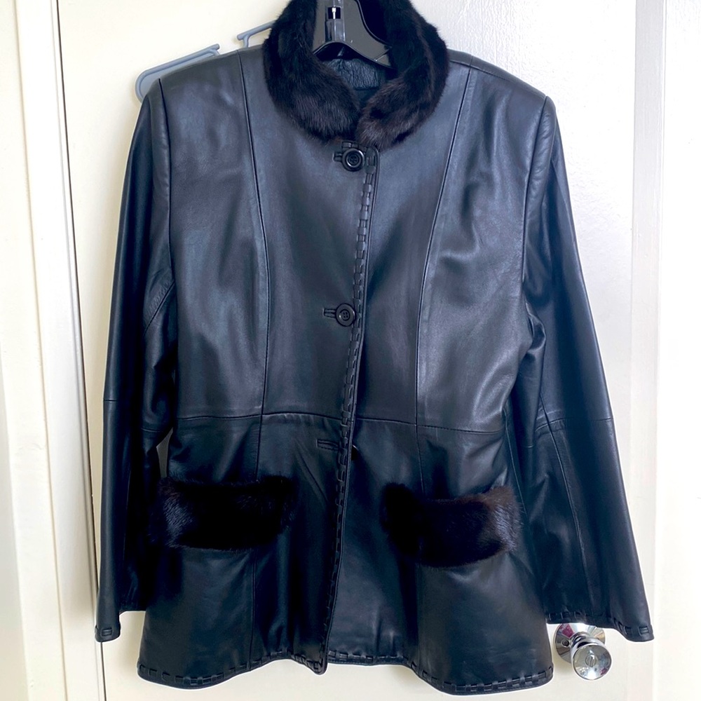 Leather Black Chosen Couture soft leather and mink jacket